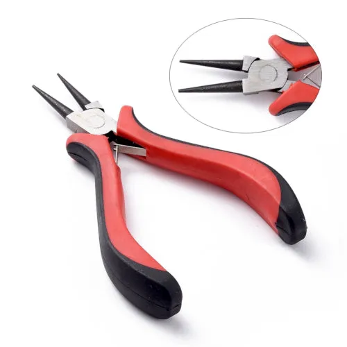 Pliers, Carbon Steel Jewelry Pliers, Round Nose, Black And Red, 13cm