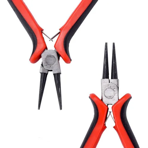 Pliers, Carbon Steel Jewelry Pliers, Round Nose, Black And Red, 13cm