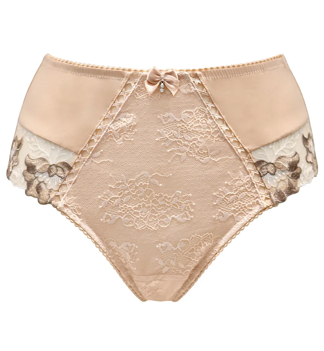 Pour Moi Sofia Lace Embroidered Deep Brief (3834) - Latte