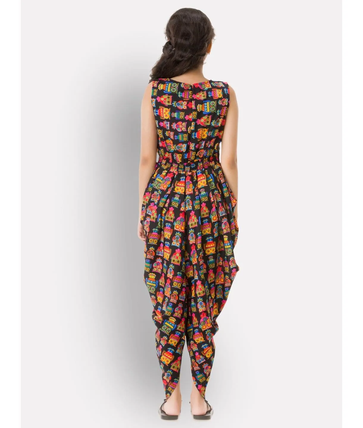 Printed Elasticated Dhoti Jumpsuit for Girls