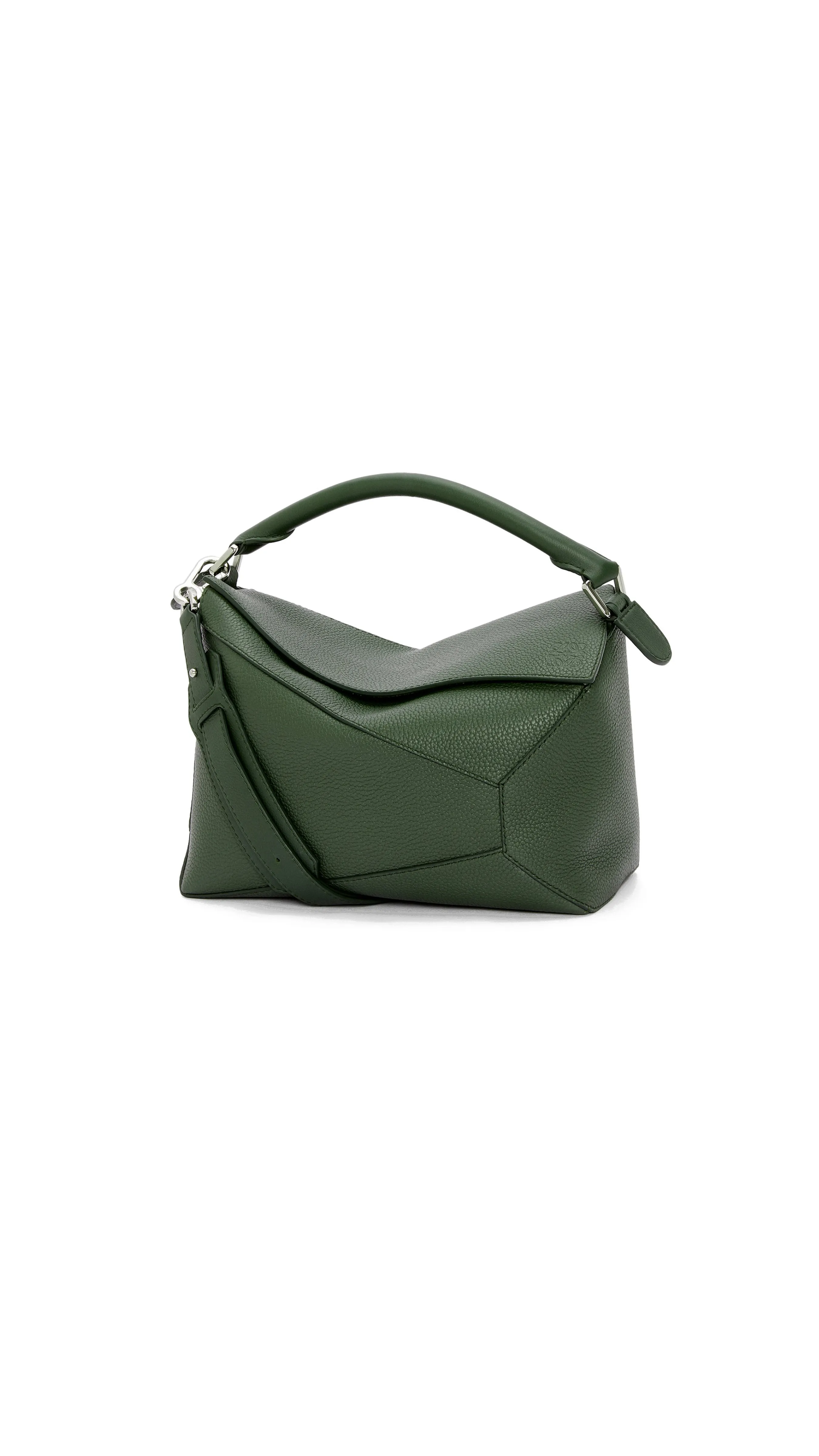 Puzzle Bag In Grained Calfskin - BottleGreen