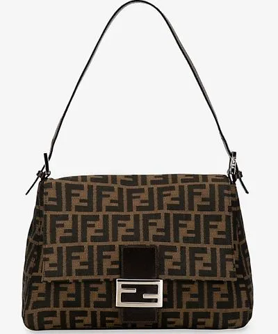 Reselfridges Womens Brown Pre-loved Fendi Zucca Canvas Mamma Forever canvas shoulder bag