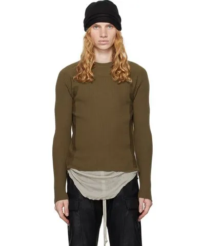 Rick Owens Khaki Porterville Ribbed Geo Sweater