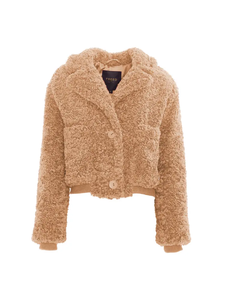 		Romeo  Camel Faux Fur Coat	