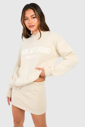 Skirt Co-ords | Dsgn Studio Oversized Hoody And Mini Skirt Knitted Set | boohoo