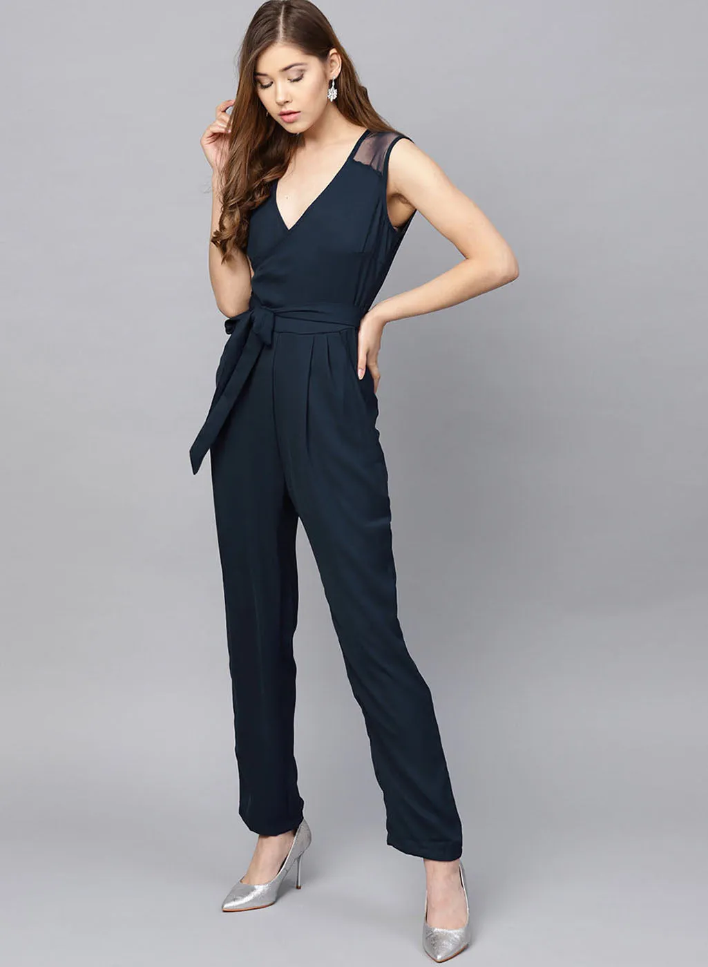 Smocking Back With Waist Tie-Up Jumpsuit