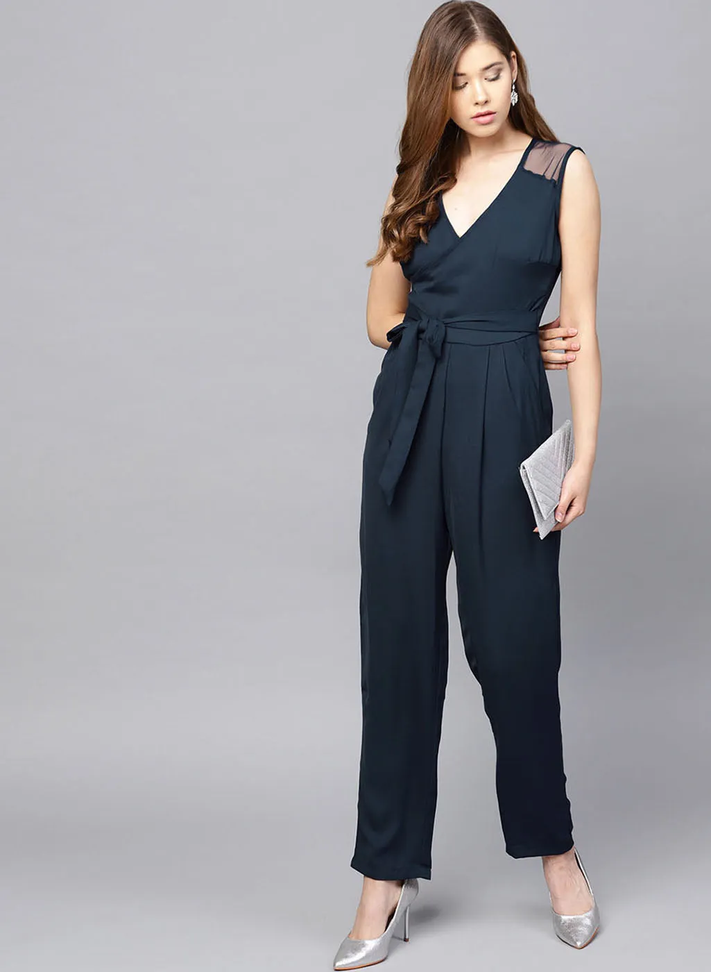 Smocking Back With Waist Tie-Up Jumpsuit