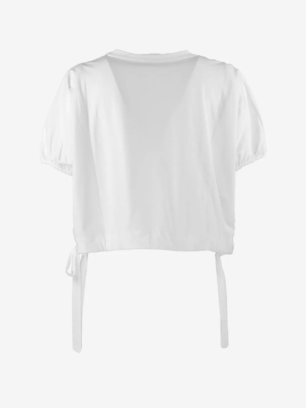 Solotre - T-shirt crop con elastico alle maniche e coulisse in vita