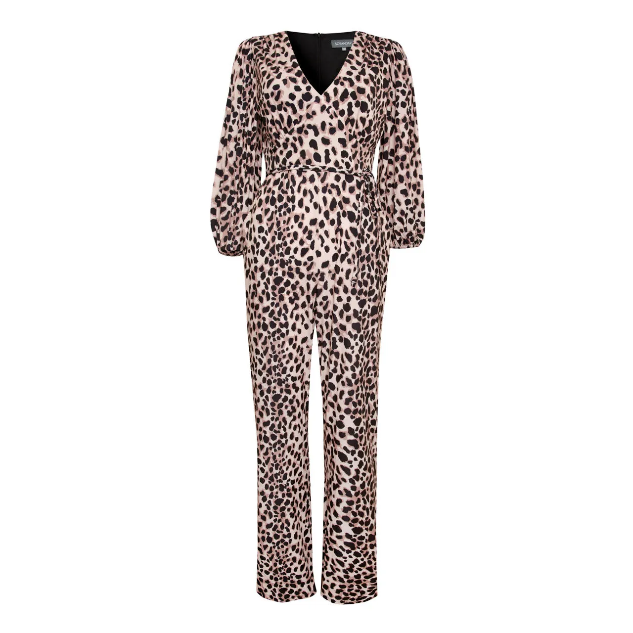 SOSANDAR Leopard Tie-Waist Jumpsuit - Brown