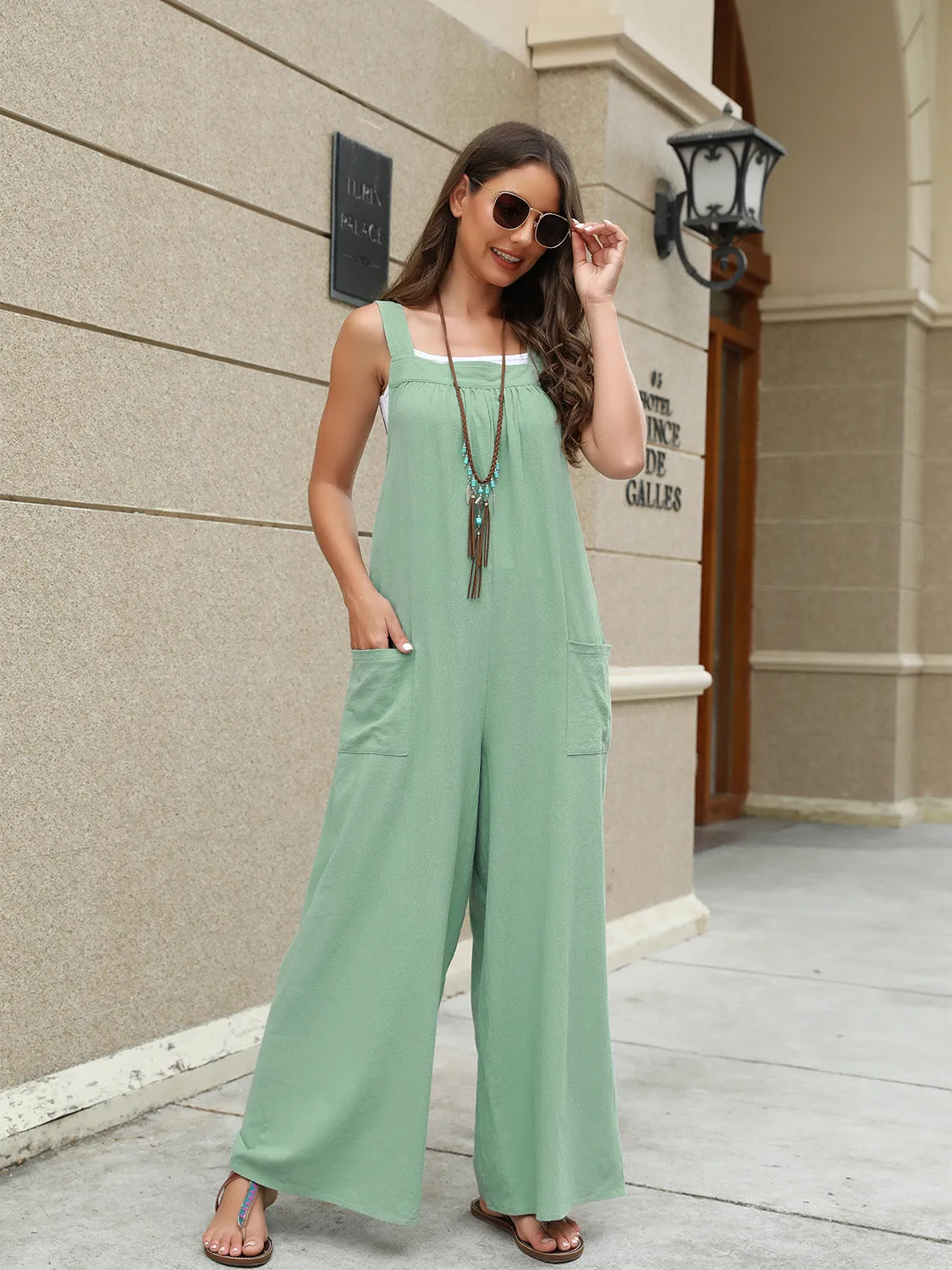 Square Neck Sleeveless Jumpsuit