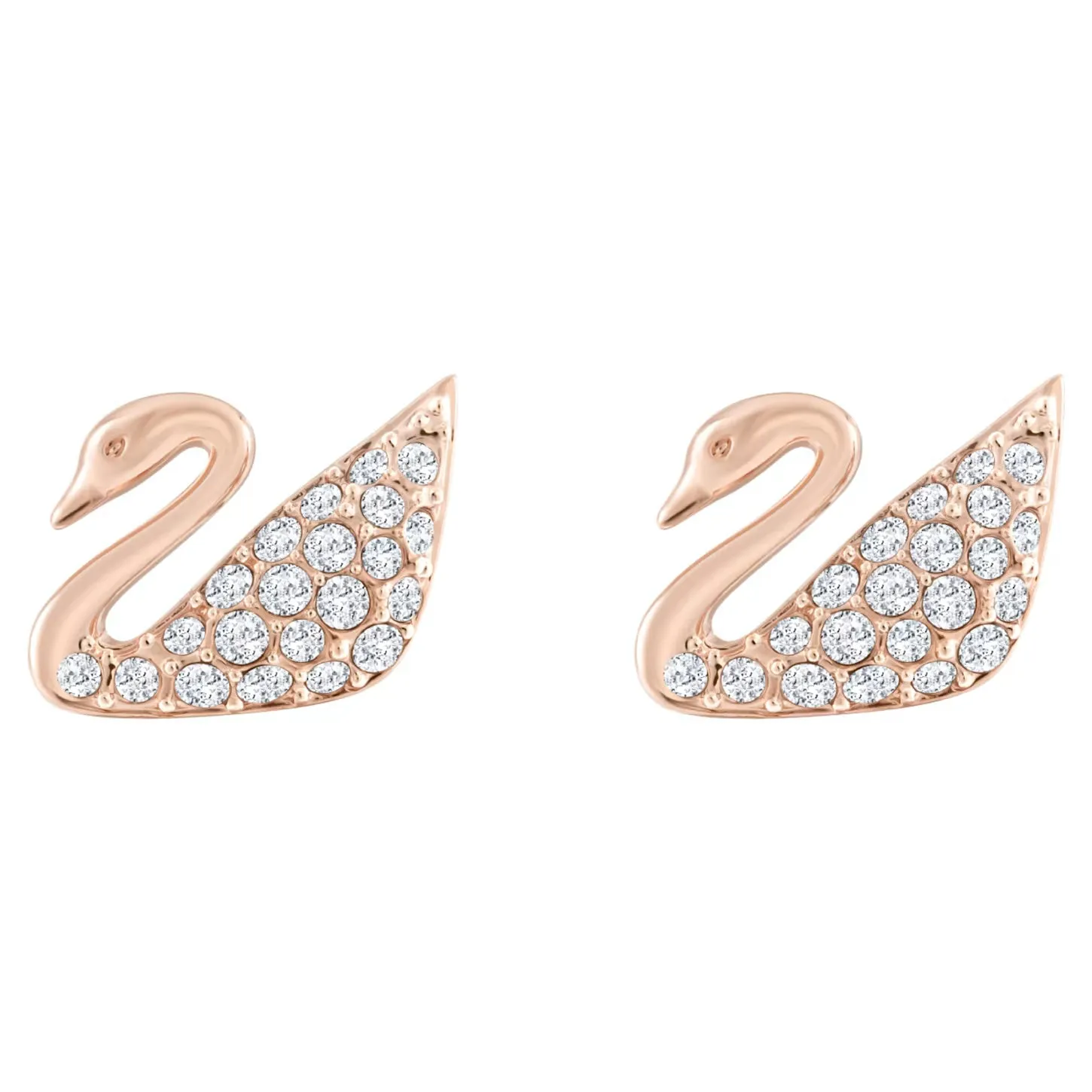 Swarovski Crystal JEWELRY Pierced Earrings SWAN, Rose Gold Tone-5144289