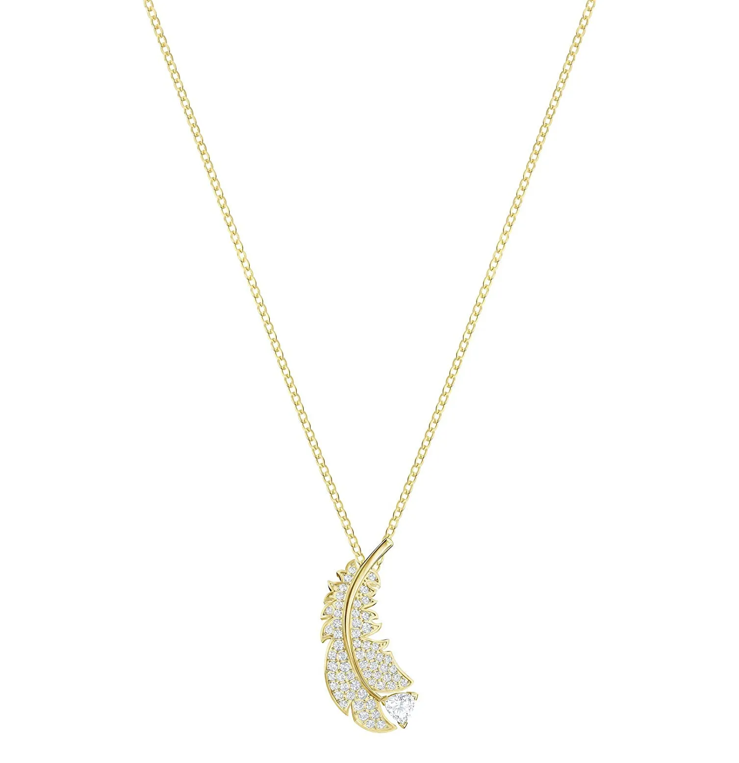 Swarovski Jewelry NICE FEATHER NECKLACE, Yellow Gold Tone -5505740