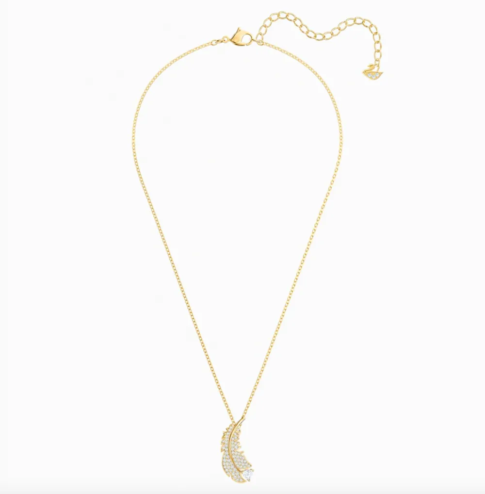 Swarovski Jewelry NICE FEATHER NECKLACE, Yellow Gold Tone -5505740