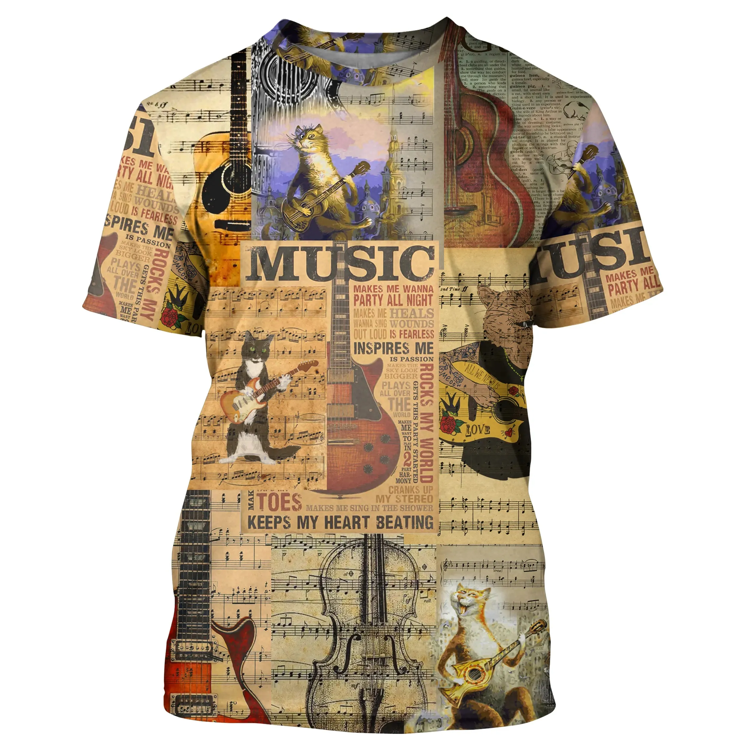 T-shirt Chat Jouer De La Guitare, Chat Musicien - CT26122209