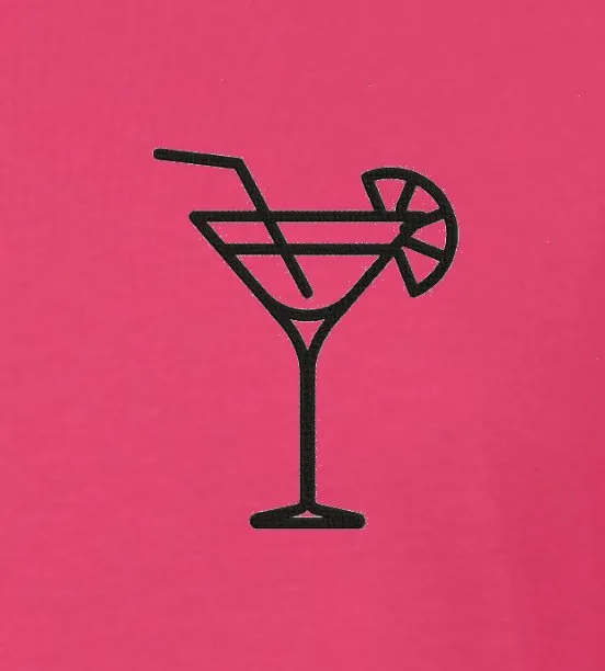 T-shirt fucsia con Drink ricamato