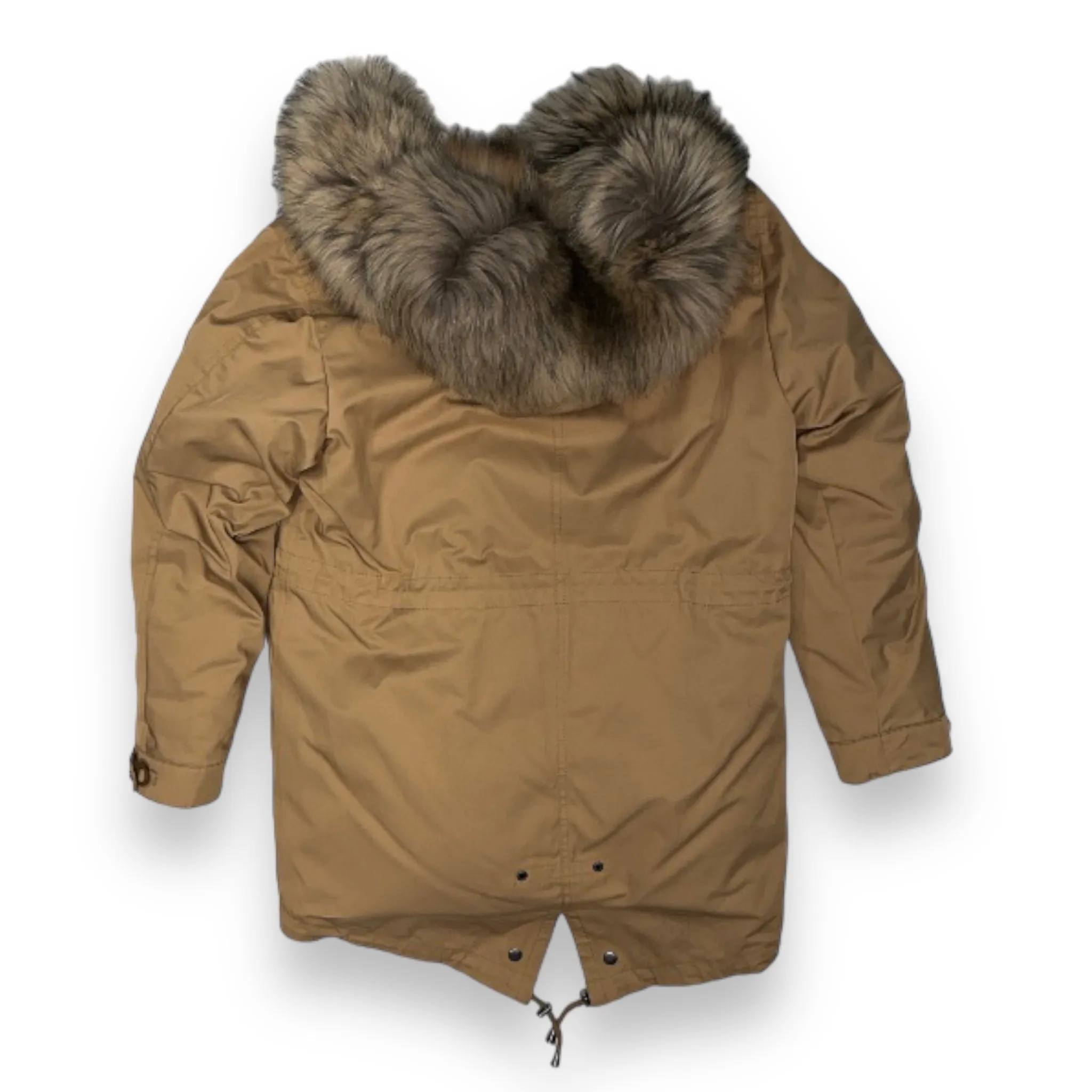 Tan Parka with Brown Fox Hood - Daniel's Leather