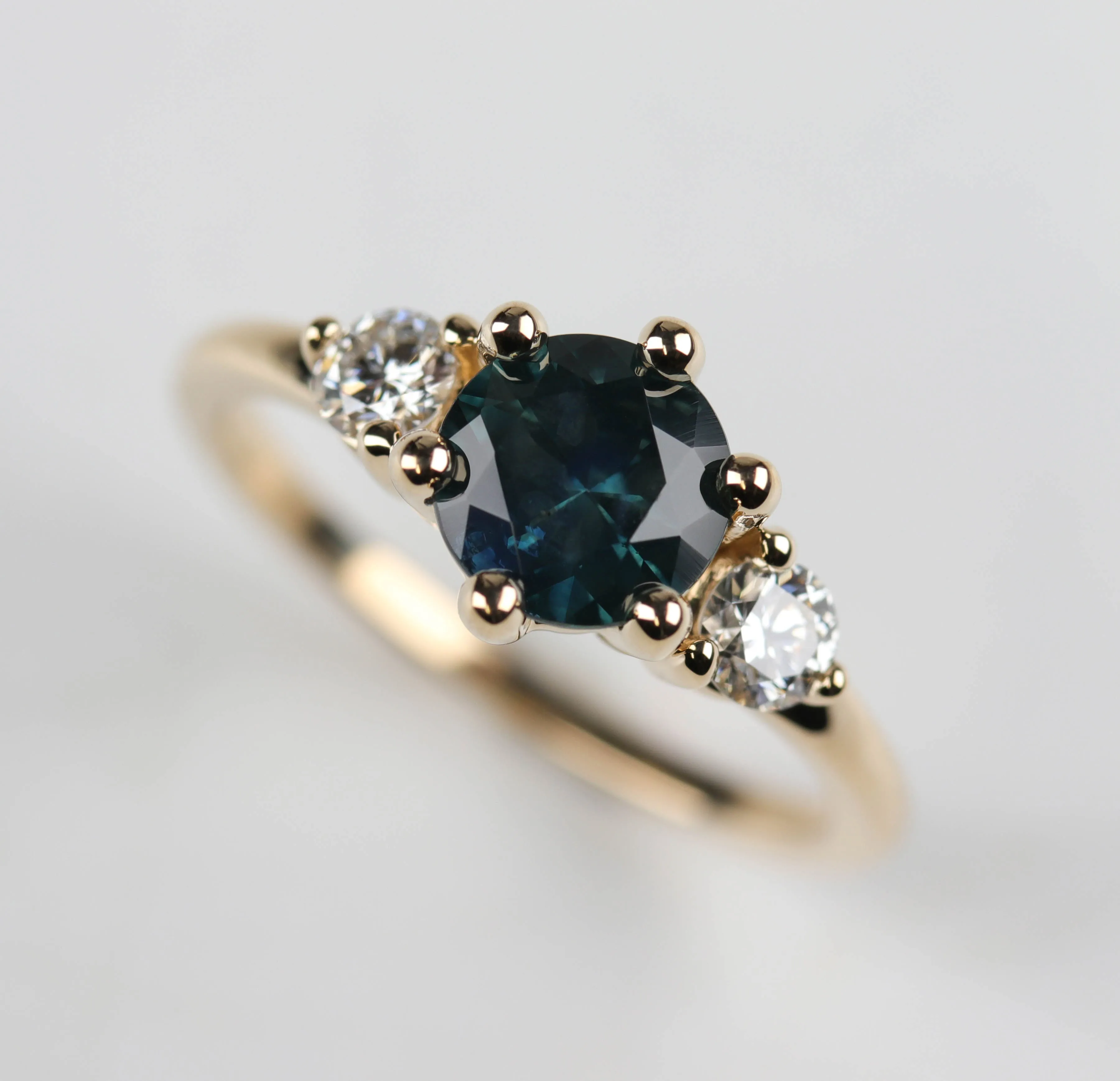 Three Stone Ring with Montana Sapphire