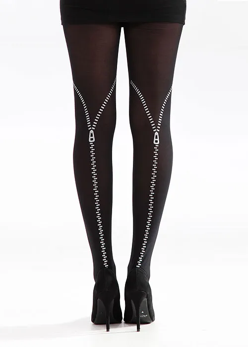 Tiffany Quinn Flocked Zip Tights ()