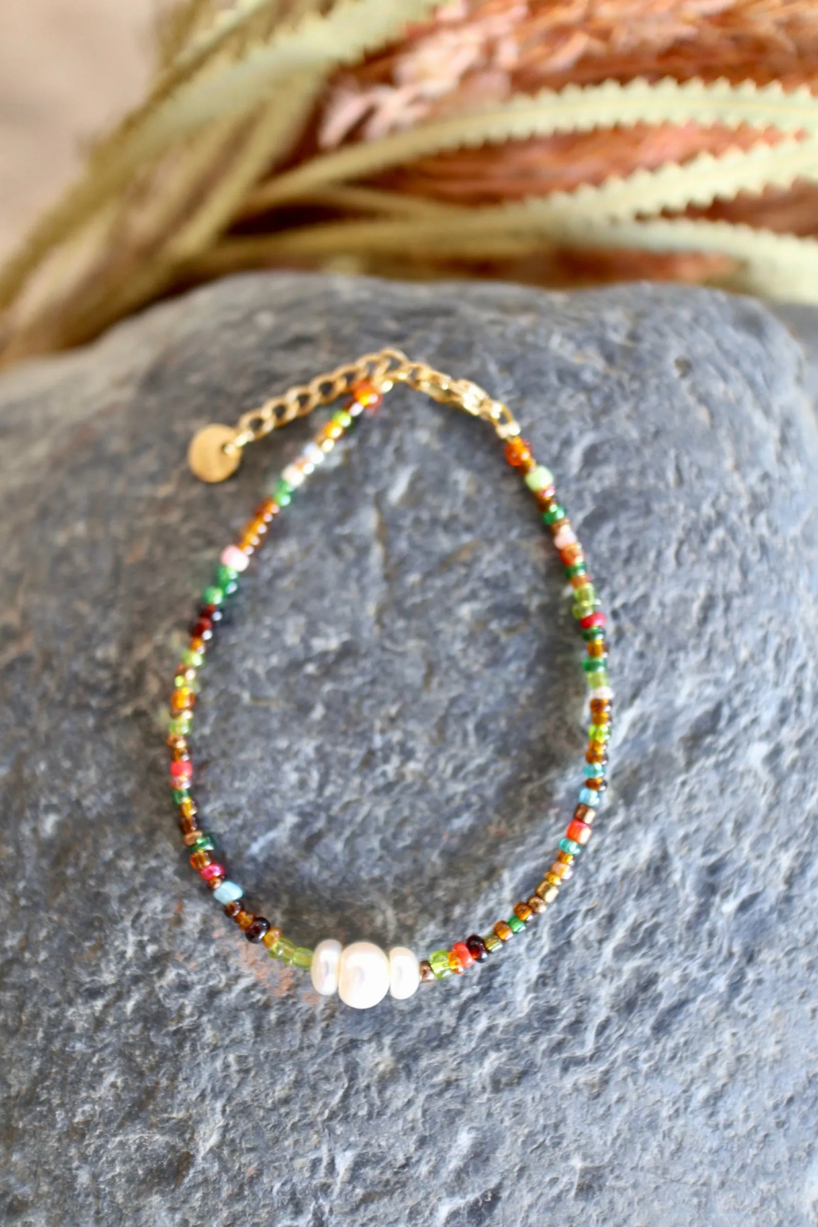 Triple Pearl Rainbow Bracelet