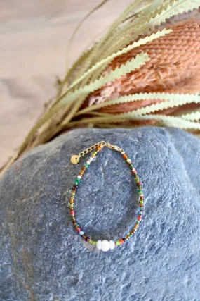 Triple Pearl Rainbow Bracelet