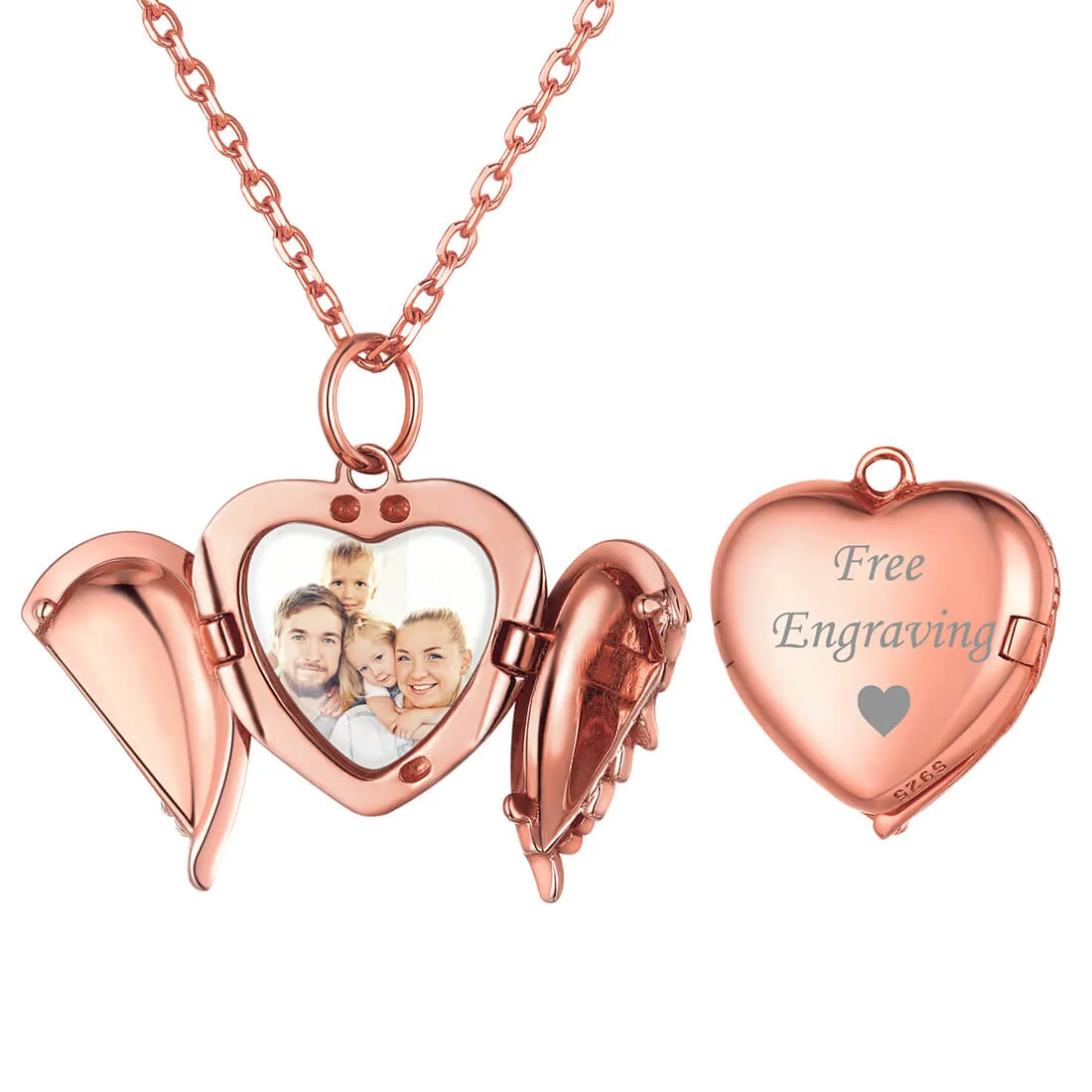 U7 Jewelry Custom Engraved Heart Picture Necklace Photo Pendant