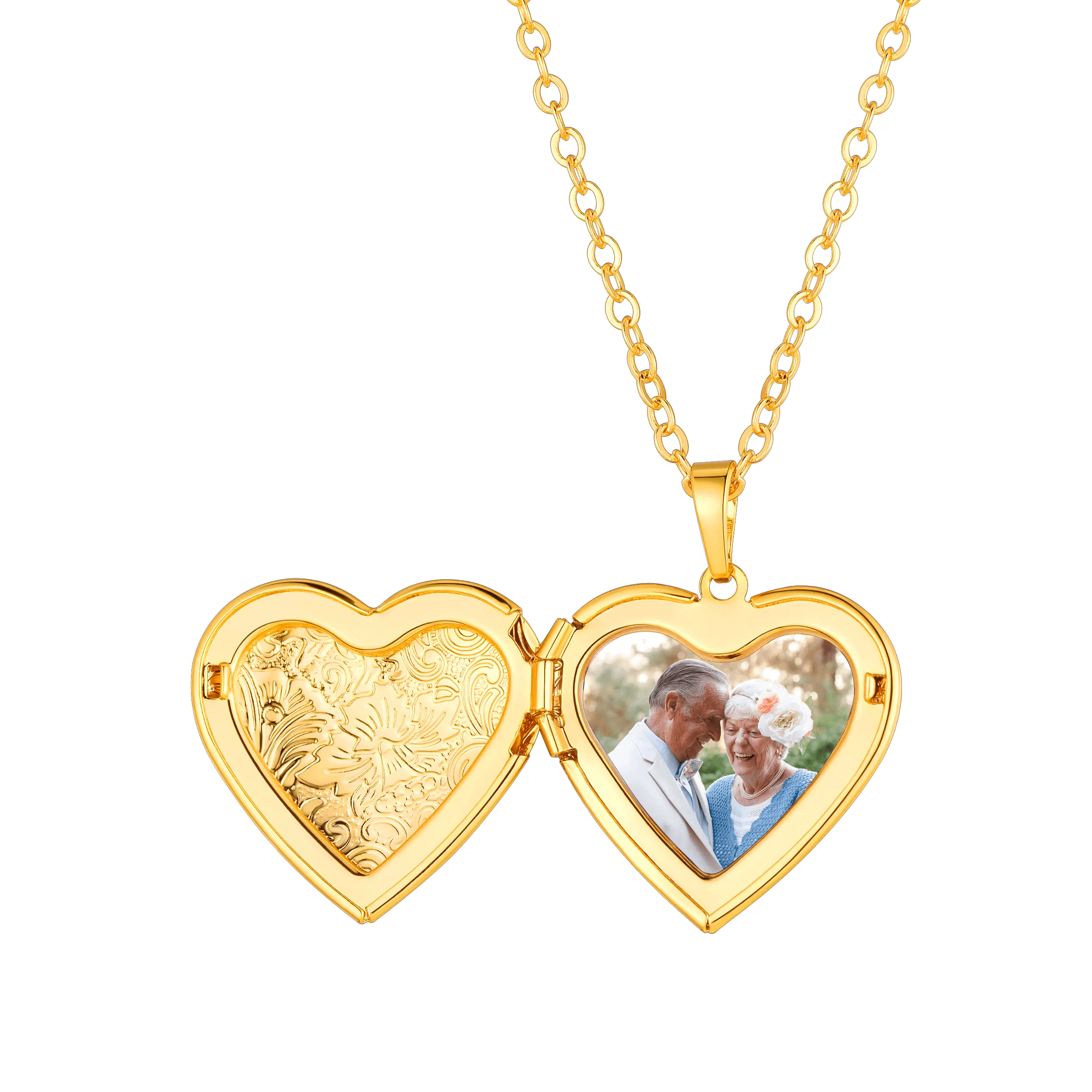 U7 Jewelry Custom Heart Gold Plate Necklace Memory Necklace With Picture