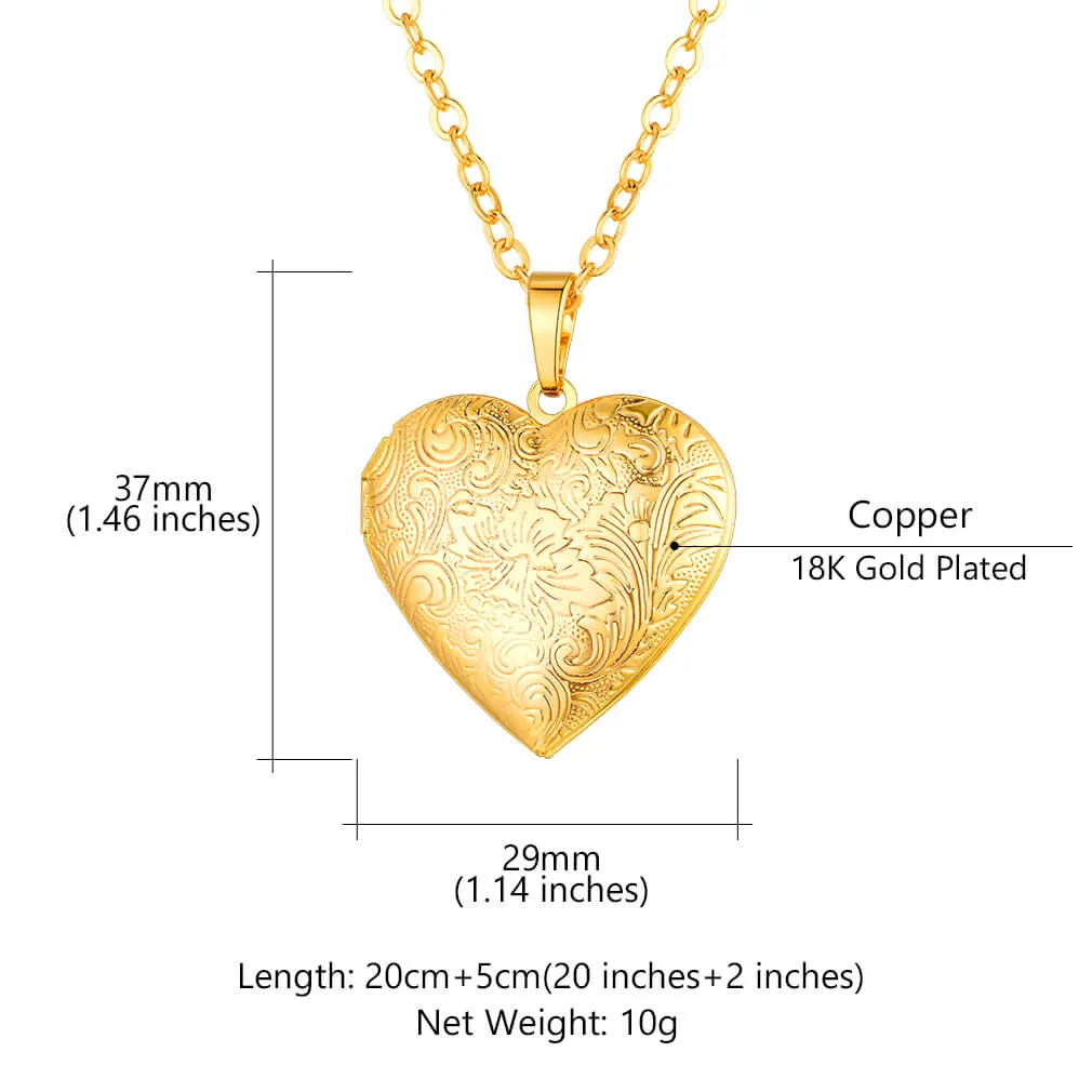 U7 Jewelry Custom Heart Gold Plate Necklace Memory Necklace With Picture