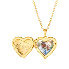 U7 Jewelry Custom Heart Gold Plate Necklace Memory Necklace With Picture