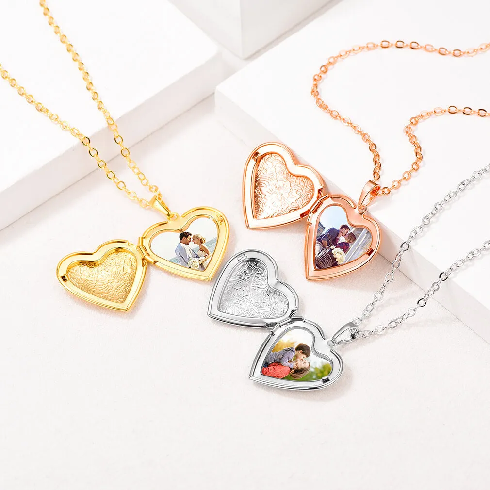 U7 Jewelry Custom Heart Gold Plate Necklace Memory Necklace With Picture