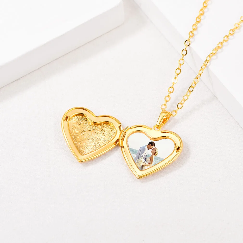 U7 Jewelry Custom Heart Gold Plate Necklace Memory Necklace With Picture