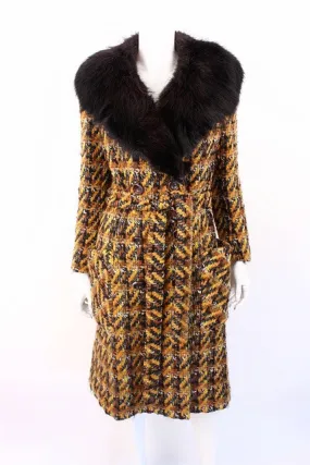 Vintage 70's Tweed Coat w/Fox Fur Collar