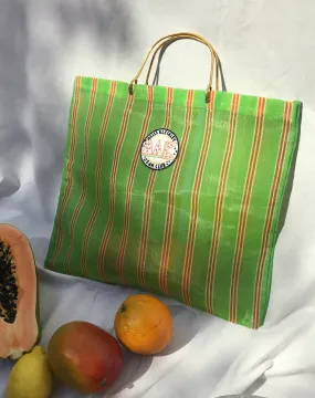 VINTAGE SHOPPING BAG GREEN STRIPES