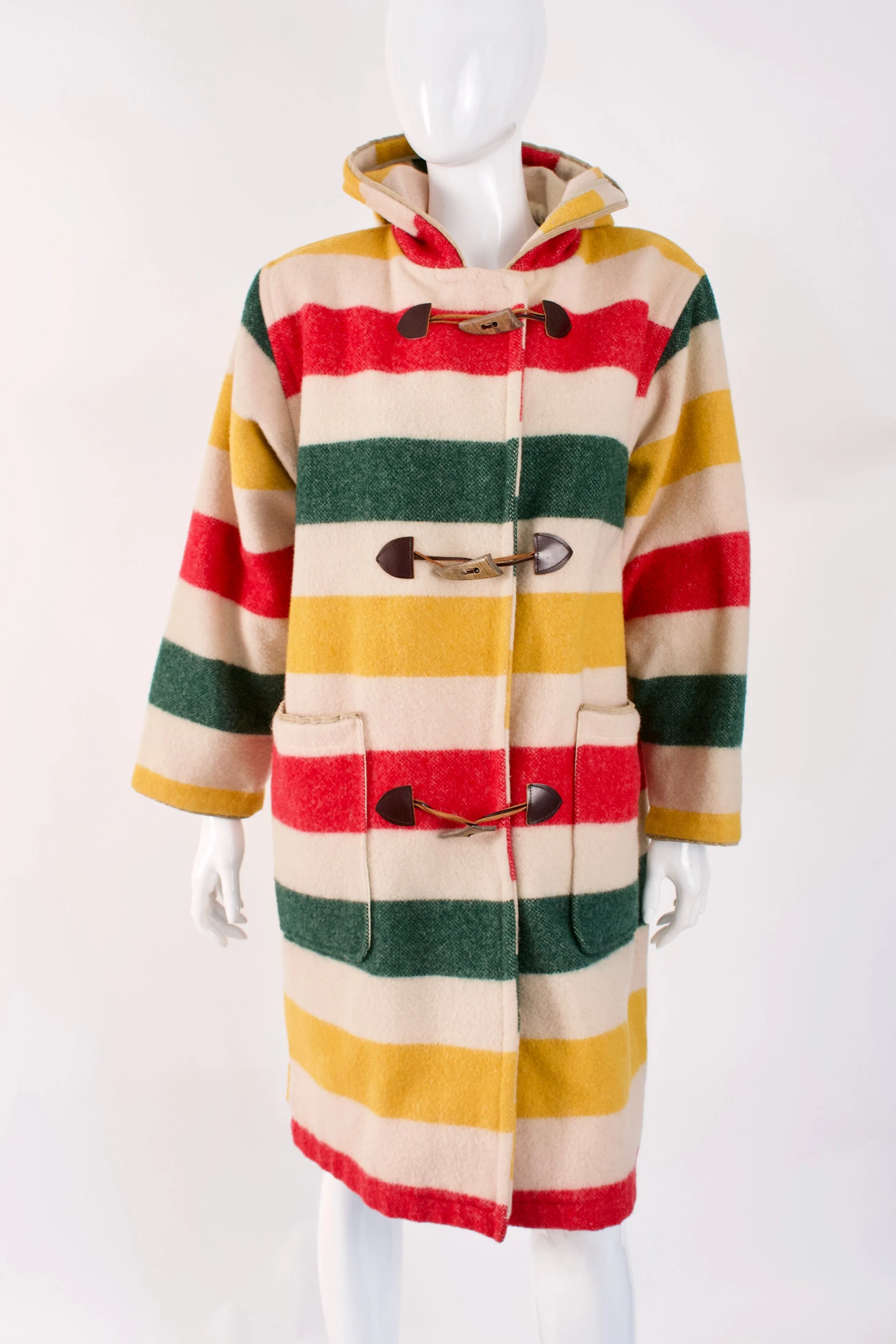 Vintage WOOLRICH Hudson Bay Blanket Striped Pea Coat