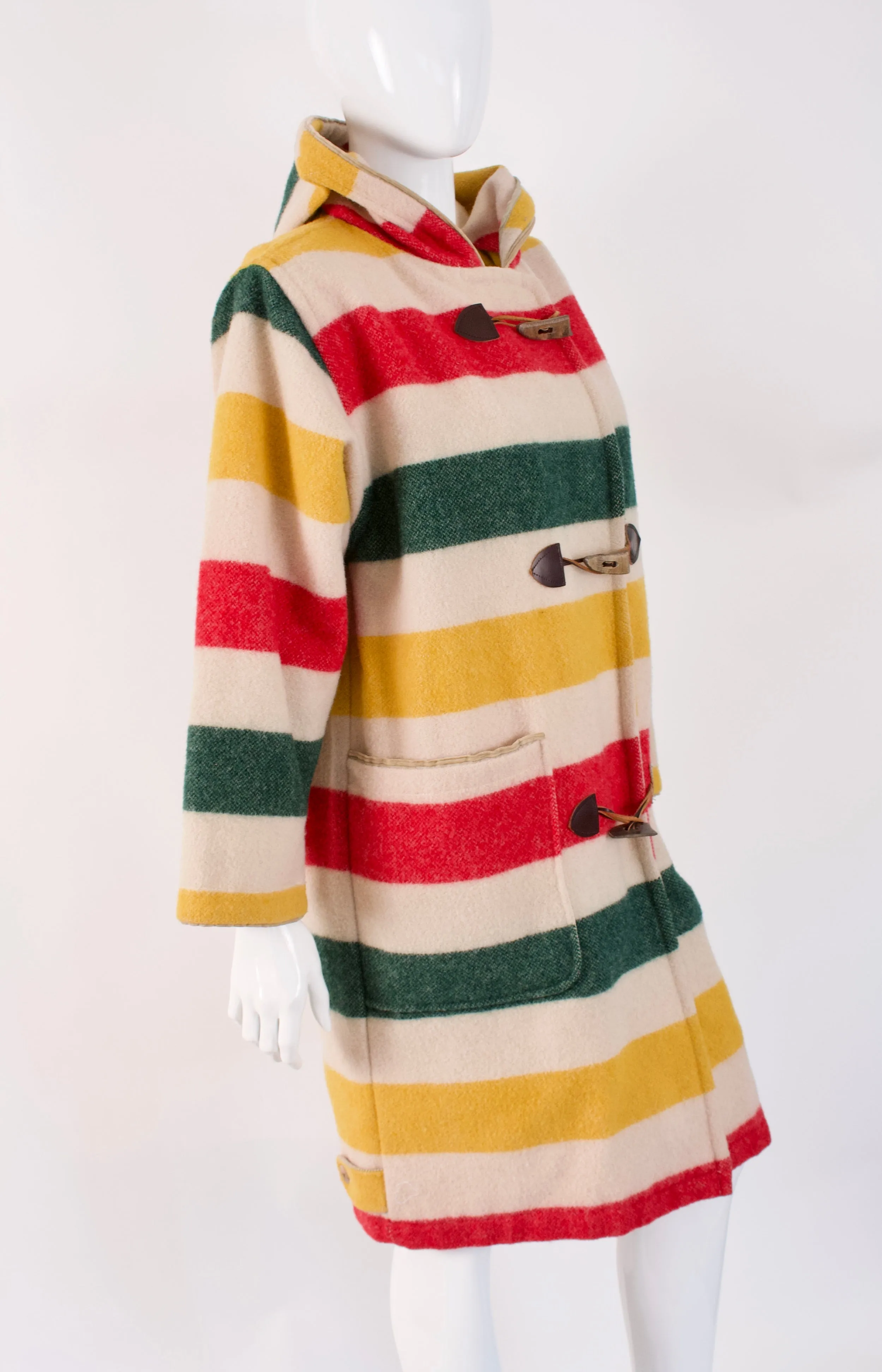 Vintage WOOLRICH Hudson Bay Blanket Striped Pea Coat