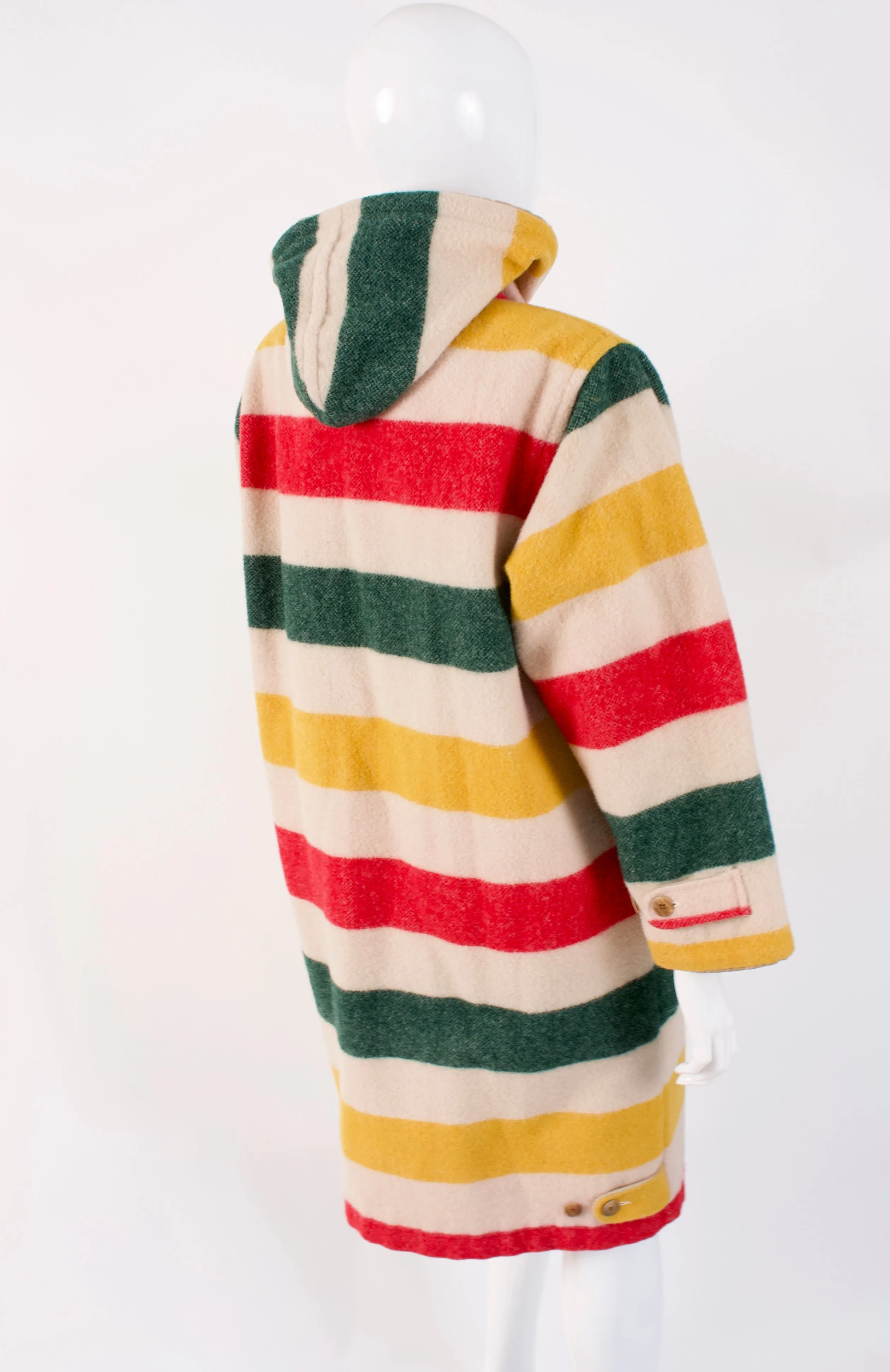 Vintage WOOLRICH Hudson Bay Blanket Striped Pea Coat