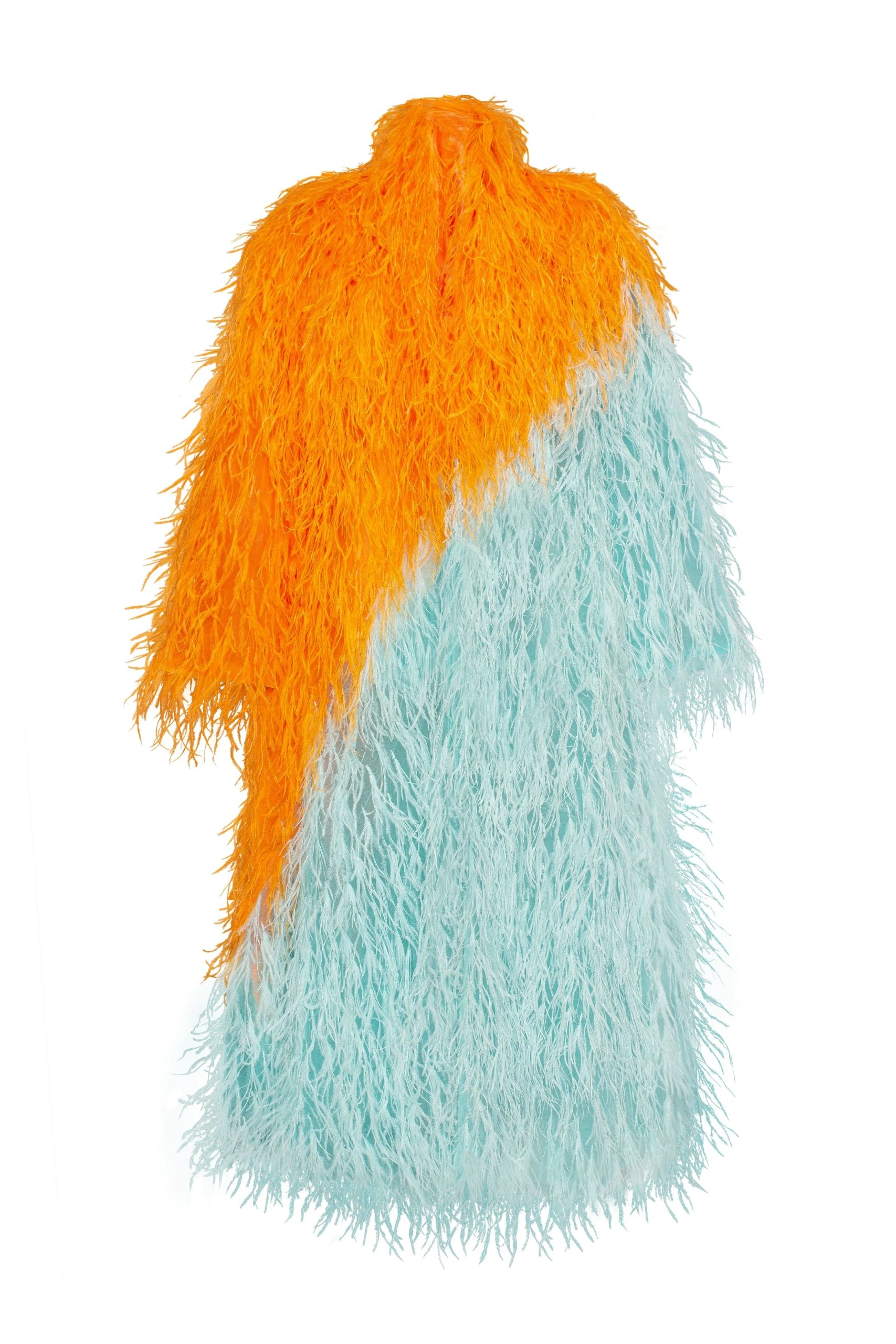 		Whimsical 2-colored feather-trimmed coat, Xo Xo	