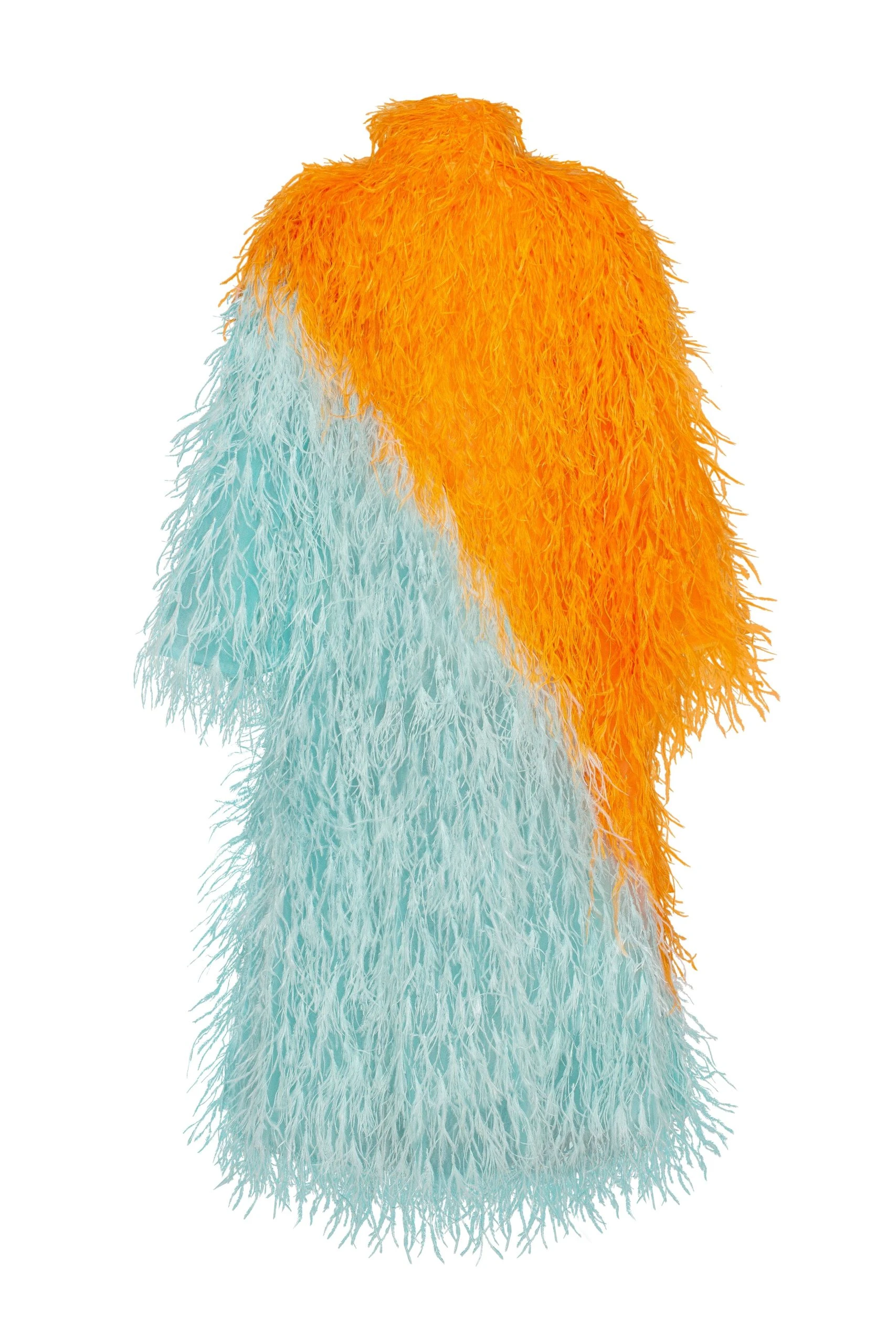 		Whimsical 2-colored feather-trimmed coat, Xo Xo	