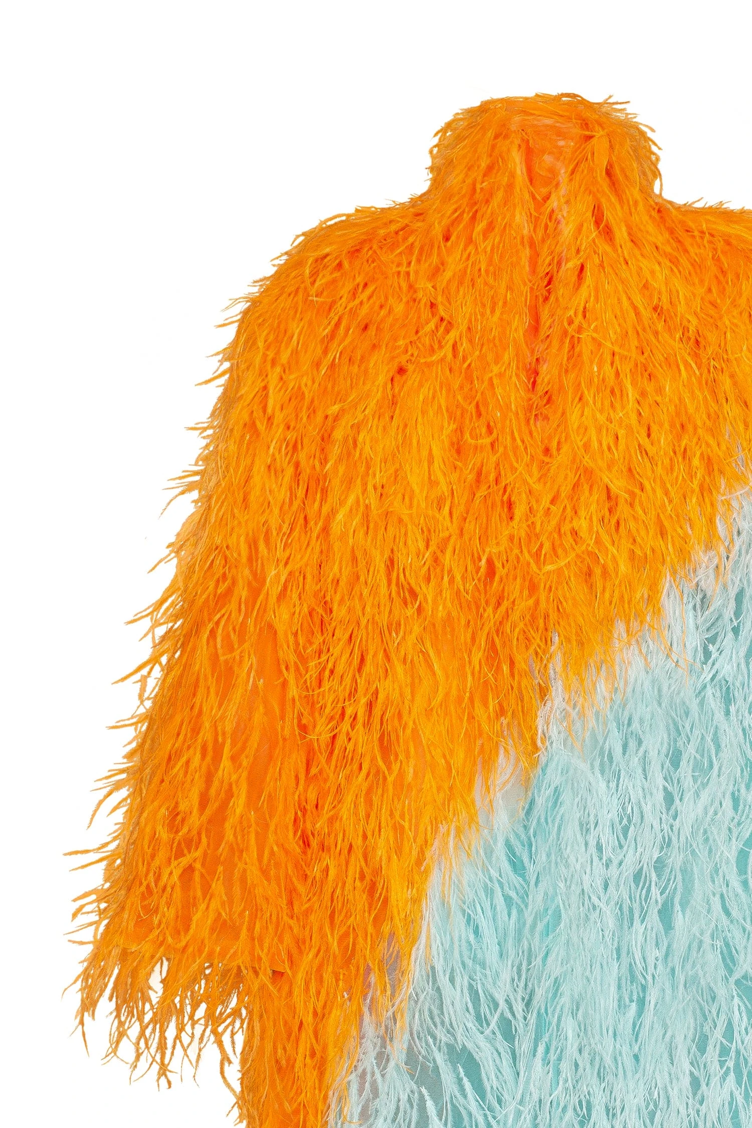 		Whimsical 2-colored feather-trimmed coat, Xo Xo	