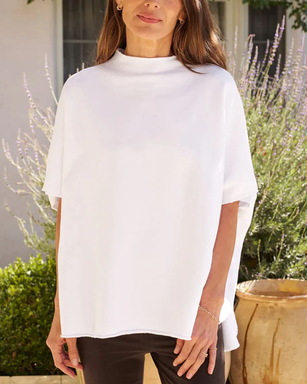 White Audrey Funnel Neck Capelet