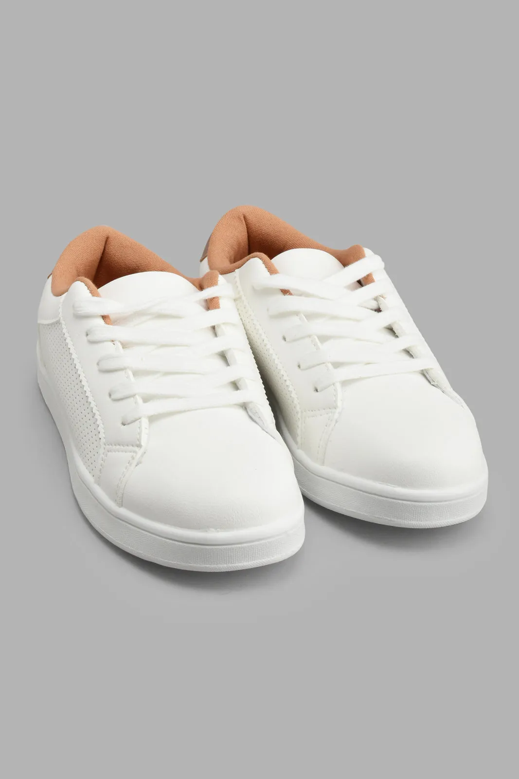 White Embossed Lace-Up Sneaker