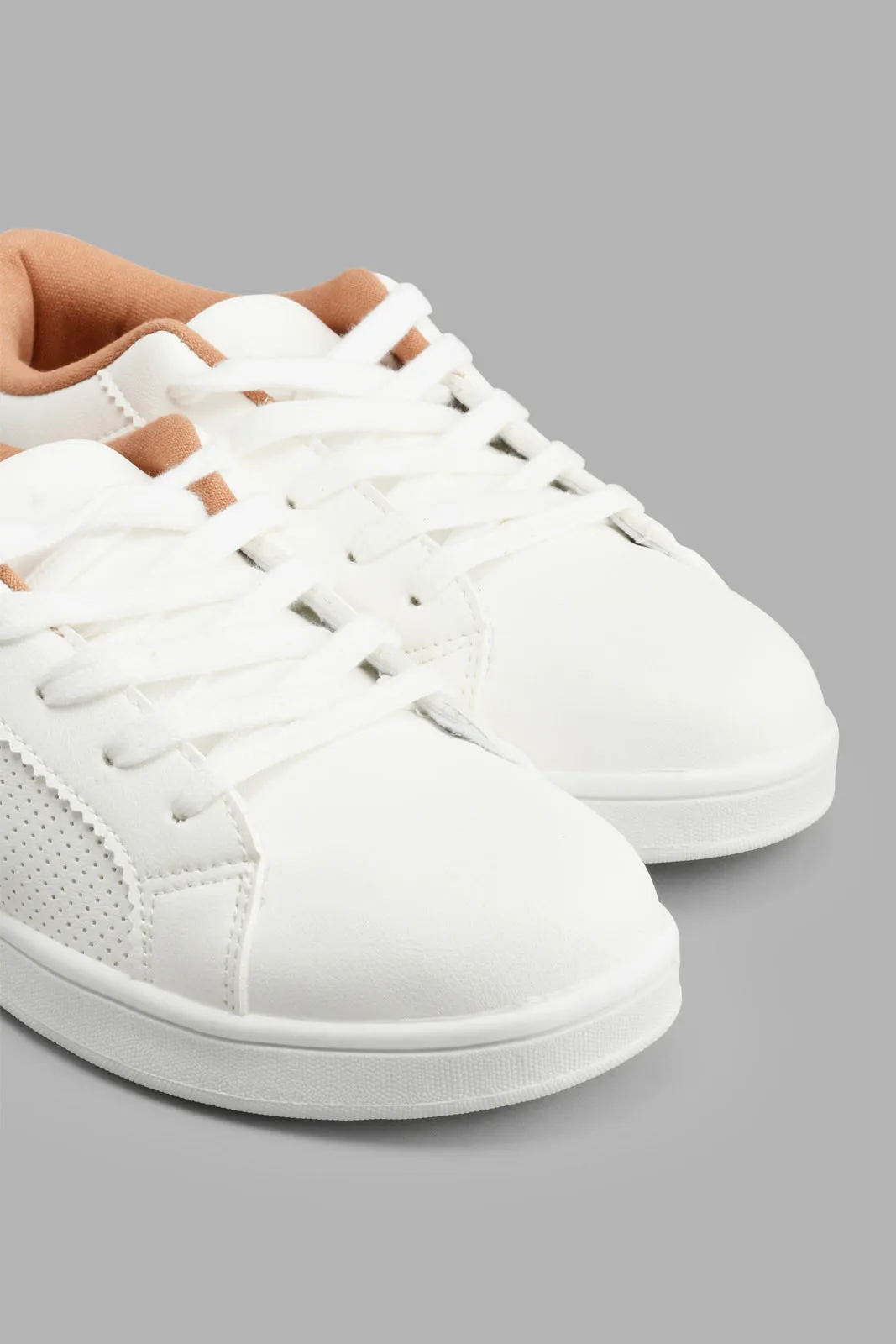 White Embossed Lace-Up Sneaker