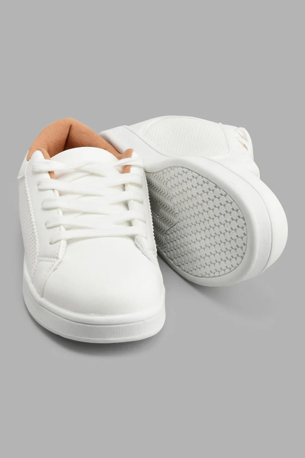 White Embossed Lace-Up Sneaker