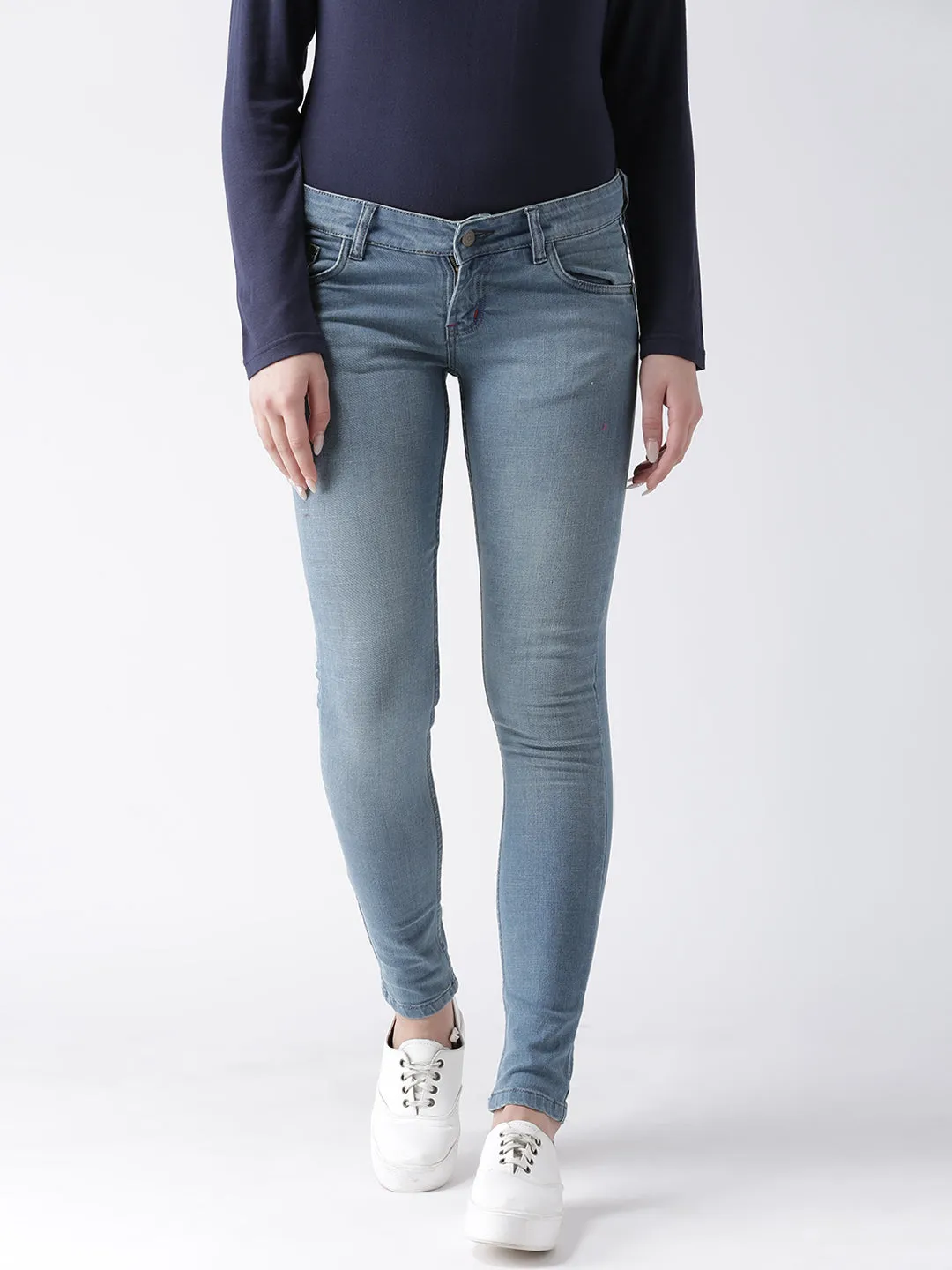 Women Blue Skinny Fit Mid-Rise Clean Look Jeans