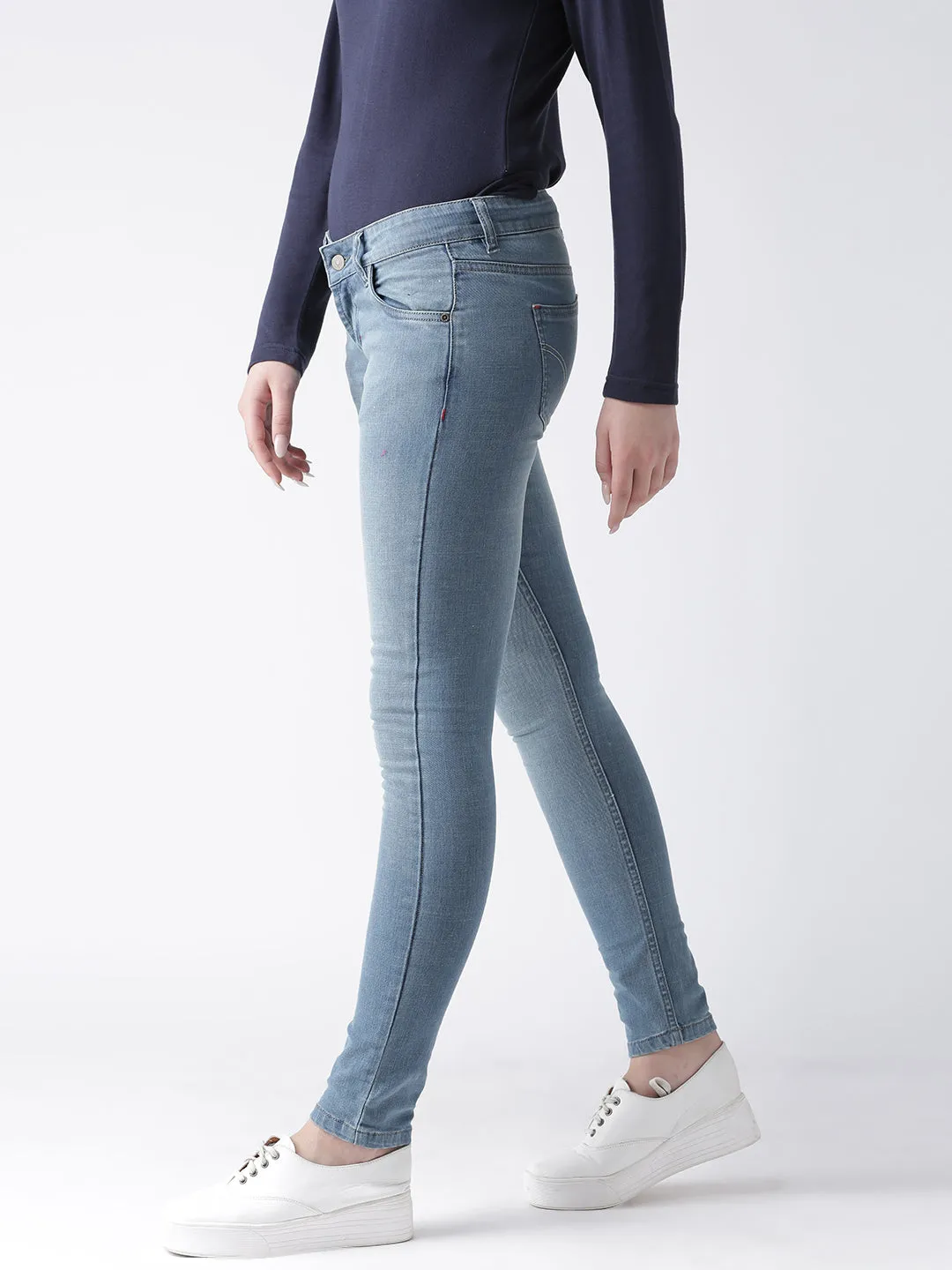 Women Blue Skinny Fit Mid-Rise Clean Look Jeans