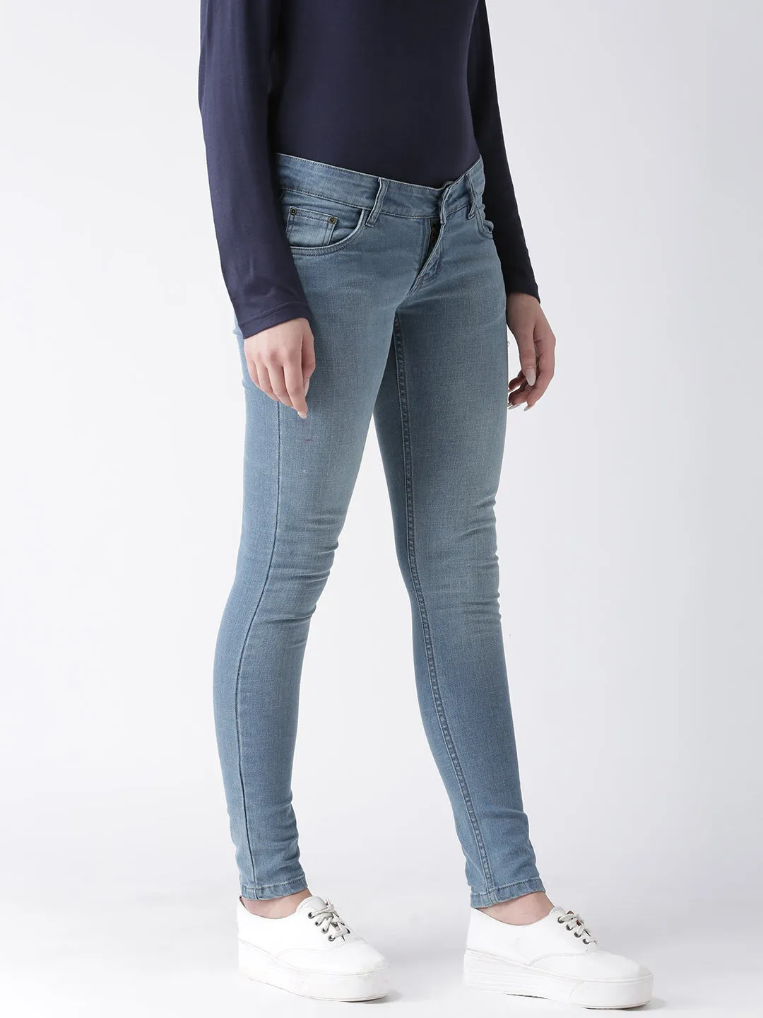 Women Blue Skinny Fit Mid-Rise Clean Look Jeans