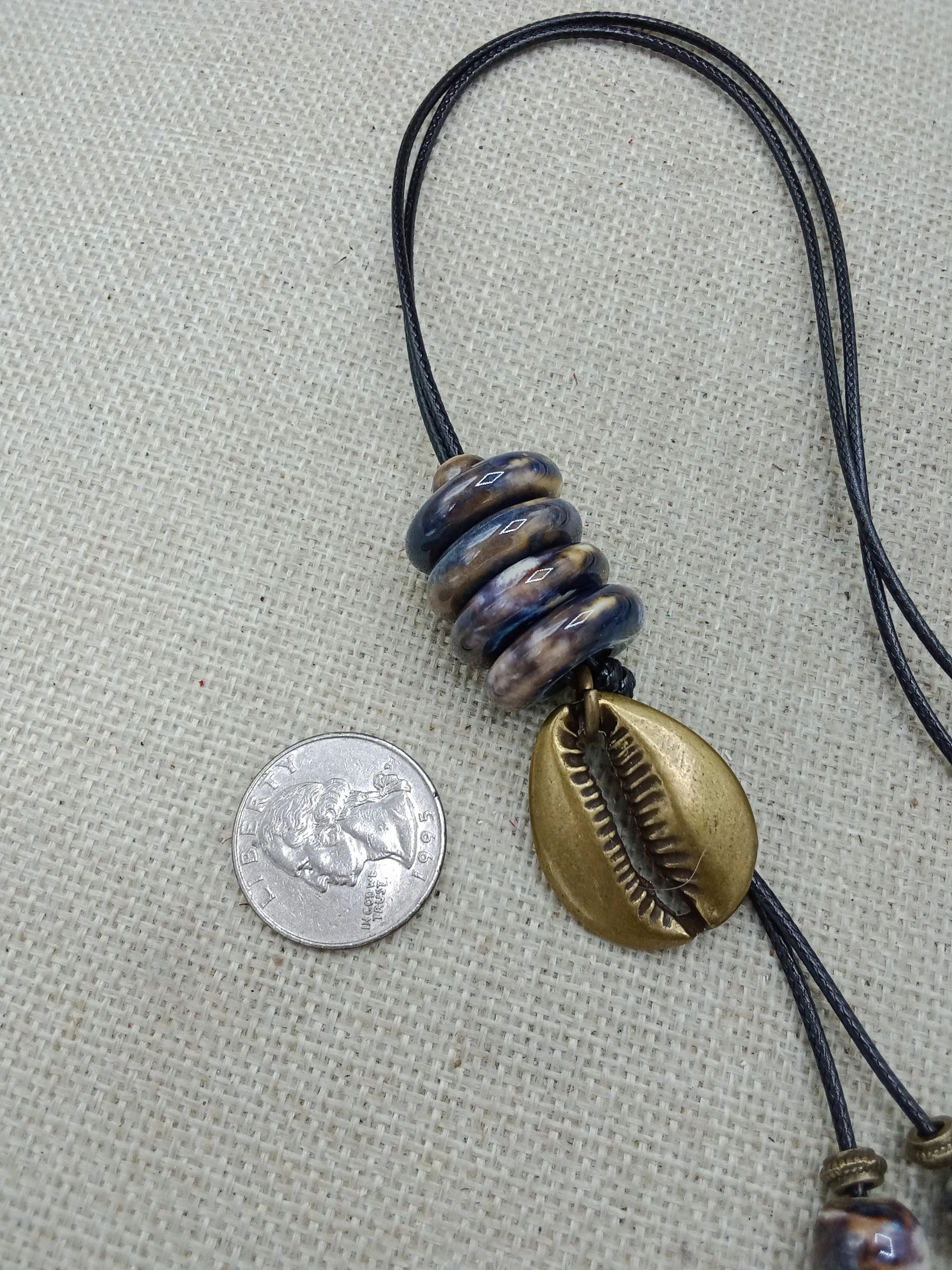 Women Cowrie Necklace Beaded Bronze Jewelry