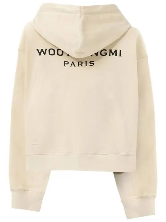 Women s Back Logo Hooded Zip up Ivory M241TS47733I