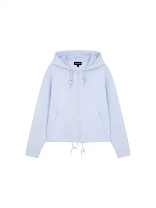 Women s Stretch String Hooded Zip Up Light Blue 270927