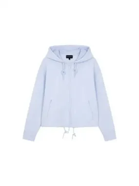 Women s Stretch String Hooded Zip Up Light Blue 270927