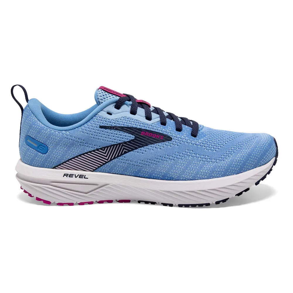 Women's Brooks Revel 6, Marina/Lilac Rose/Pink Lady, 7 B Medium